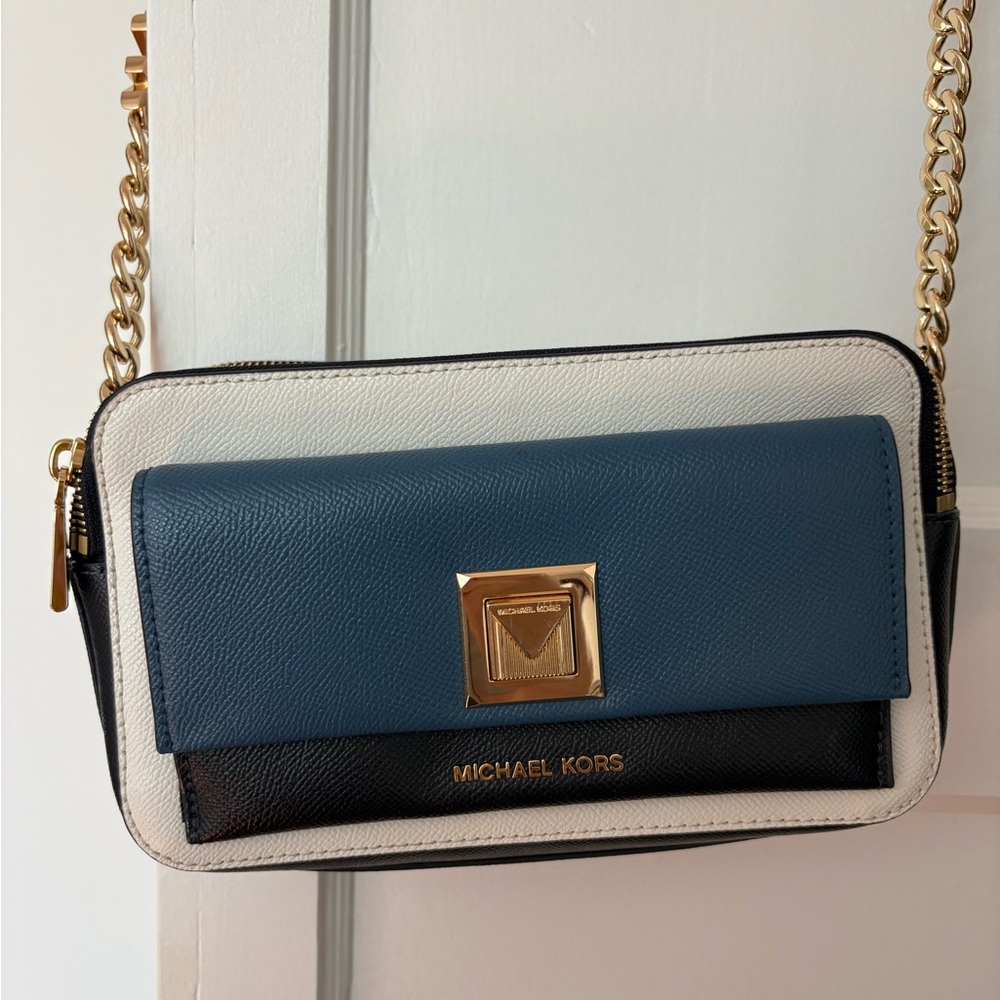 Michael Kors Black, Blue, and White Crossbody Bag